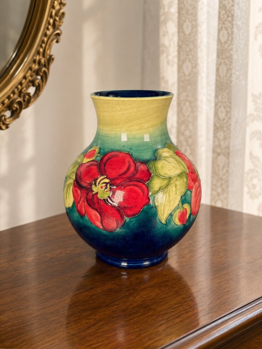 Large Moorcroft Clematis Vase - Vintage Floral Art Pottery